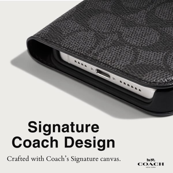 CH_iP15_Pro_Max_Folio_Case_Signature_C_Charcoal_CH052724_PDP_3_1.jpg Coach Folio Signature Charcoal - iPhone 15 Pro