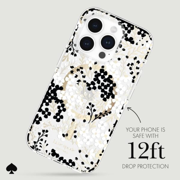 kate spade new york Tough Multi Floral Black and White MagSafe - iPhone 15 Pro